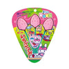 The packaging of the Lotte Lollipop: Strawberry Chocolate from Sugoi Mart Retail features strawberry-shaped delights adorned with colorful cartoon characters on a vibrant pink and green background. This Japanese treat showcases text in Japanese, adding an authentic touch to this sweet experience.