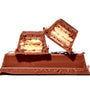 A Nestle Japan Japanese Kit Kat: Chocolate Orange (2-Pack) featuring two wafer-filled pieces stacked to reveal the layered interior with a hint of citrus essence. thumbnail 4
