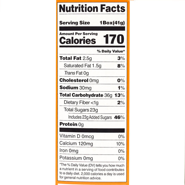 A nutrition facts label for a Kracie Popin Cookin DIY Candy: Donut, showing serving size as 1 box (41g), calories 170, total fat 2.5g, sodium 30mg, total carbohydrates 36g, sugars 23g, protein 0g, and various vitamins and minerals.