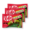 Three packs of Nestlé Japan's Japanese Kit Kat: Green Tea Double Layer feature images of green tea and chocolate wafers, showcasing the delightful Japanese Kit Kat experience.