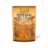 A package of HBAF Korean-style caramel salted almonds and pretzel snack with playful cartoon characters depicted on the front.