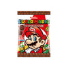 A colorful illustration of Mario with whimsical game icons on a vibrant red background, enticing gamers and chocolate lovers alike. Brand: Bokksu Market; Product: Furuta Super Mario: Chocolate.