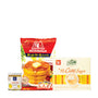 A package of Bokksu Market Japanese Pancake Breakfast Kit, a bag of sugar, and a jar of honey. thumbnail 1