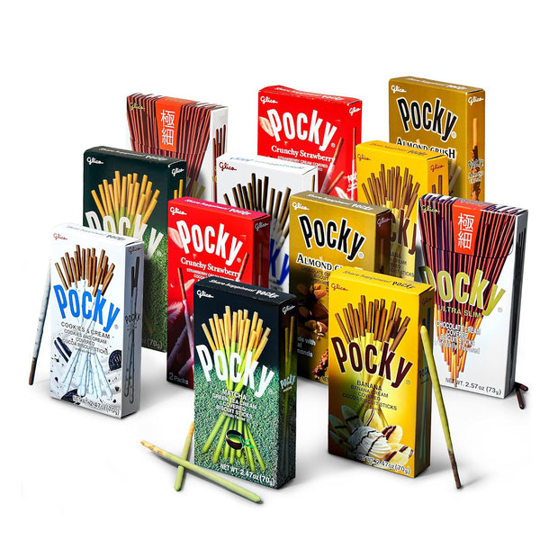 Satisfy your sweet cravings with the Bokksu Market Pocky Variety Pack (12-Pack). Experience a delicious assortment of Japanese treats in flavors such as chocolate, strawberry, almond crush, matcha, and cookies & cream—all thoughtfully packaged to delight any snack enthusiast.