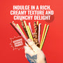 A hand holds a Glico Pocky: Variety Pack (6-Pack) by Glico, featuring assorted biscuit sticks with chocolate, strawberry, and matcha coatings against a red background with promotional text. thumbnail 2