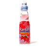 A bottle of Sangaria Ramune Soda: Strawberry on a white background.