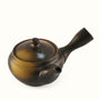 A Brown Bankoyaki Kyusu Teapot with a handle and a lid on a white background by MTC. thumbnail 1