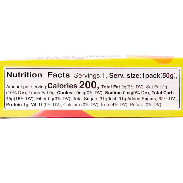 A box with a UHA Mikakuto Puchao Gummy Candy: Mango nutrition facts label on it.