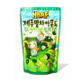 A green and blue HBAF bag with cartoon characters on it, featuring HBAF Korean Style Almonds: Jeju Island Matcha snacks. thumbnail 1
