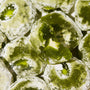 A close up of a piece of Seiki Daifuku Mochi: Green Tea Chocolate (18 pieces) ice cream. thumbnail 2