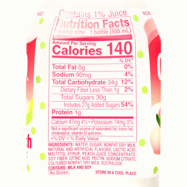 An Asahi Calpico: White Peach bottle on a white background.