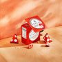 A Bokksu White Strawberry 6-Piece Box is elegantly displayed on a wooden surface, accompanied by individual snack wrappers. Each piece exemplifies the artistry of Japanese snacks, with strawberry-infused chocolate creating an irresistible taste journey. thumbnail 3