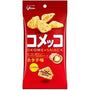 A package of Glico Komeko Scallop, displaying the crispy, scallop-flavored rice snacks on a vibrant red background, highlighting the rich, umami taste. Brand: Bokksu Market; Product: Glico Komeko: Scallop. thumbnail 1
