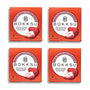 Four boxes of Bokksu White Strawberry 6-Piece Box (4-Pack), each containing six pieces of whole, ripe, freeze-dried strawberries covered in white chocolate. This artisanal Japanese snack from Bokksu comes in red packaging with an image of a strawberry. thumbnail 1