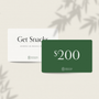Against a textured background, two Bokksu Market Digital Gift Cards stand out; one is white with &quot;Get Snacks,&quot; the other green with &quot;$200.&quot; Ideal for Asian grocery enthusiasts, each card from Bokksu Market offers a charming touch. thumbnail 5
