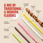 The Glico Pocky: Variety Pack (6-Pack) by Glico offers six delicious biscuit stick flavors—chocolate banana, almond crush, cookies &amp; cream, crunchy strawberry, ultra slim chocolate, and matcha green tea—arranged diagonally. thumbnail 3