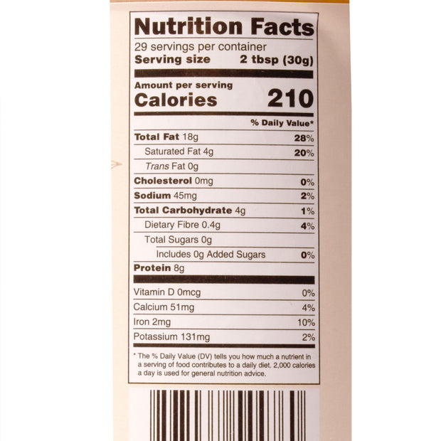 An Onetang organic sesame paste featuring a barcode label on a white background.