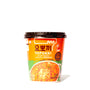 A cup of Yopokki Instant Rabokki Ramen and Tteokbokki Rice Cake Cup: Kimchi on a white background. thumbnail 1
