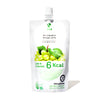 A pouch of Jelly.B Low Calorie Drinkable Konjac Jelly: Muscat Grape and green leaves on a white background.