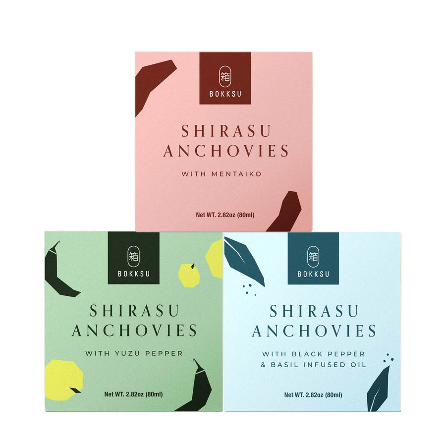 Bokksu Tinned Shirasu Anchovies Variety Pack (3-Pack)